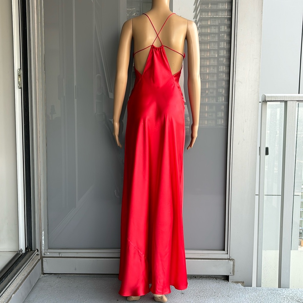 Zara 100% Silk Red Maxi Dress - Picture 5 of 13